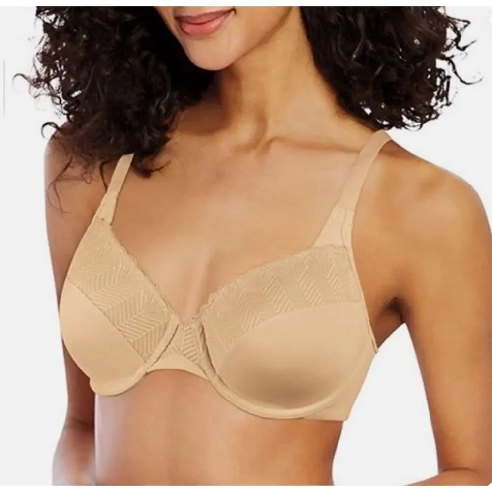 Bali Passion Comfort Back Smoothing Light Lift Lace Underwire Bra Ivory 34D